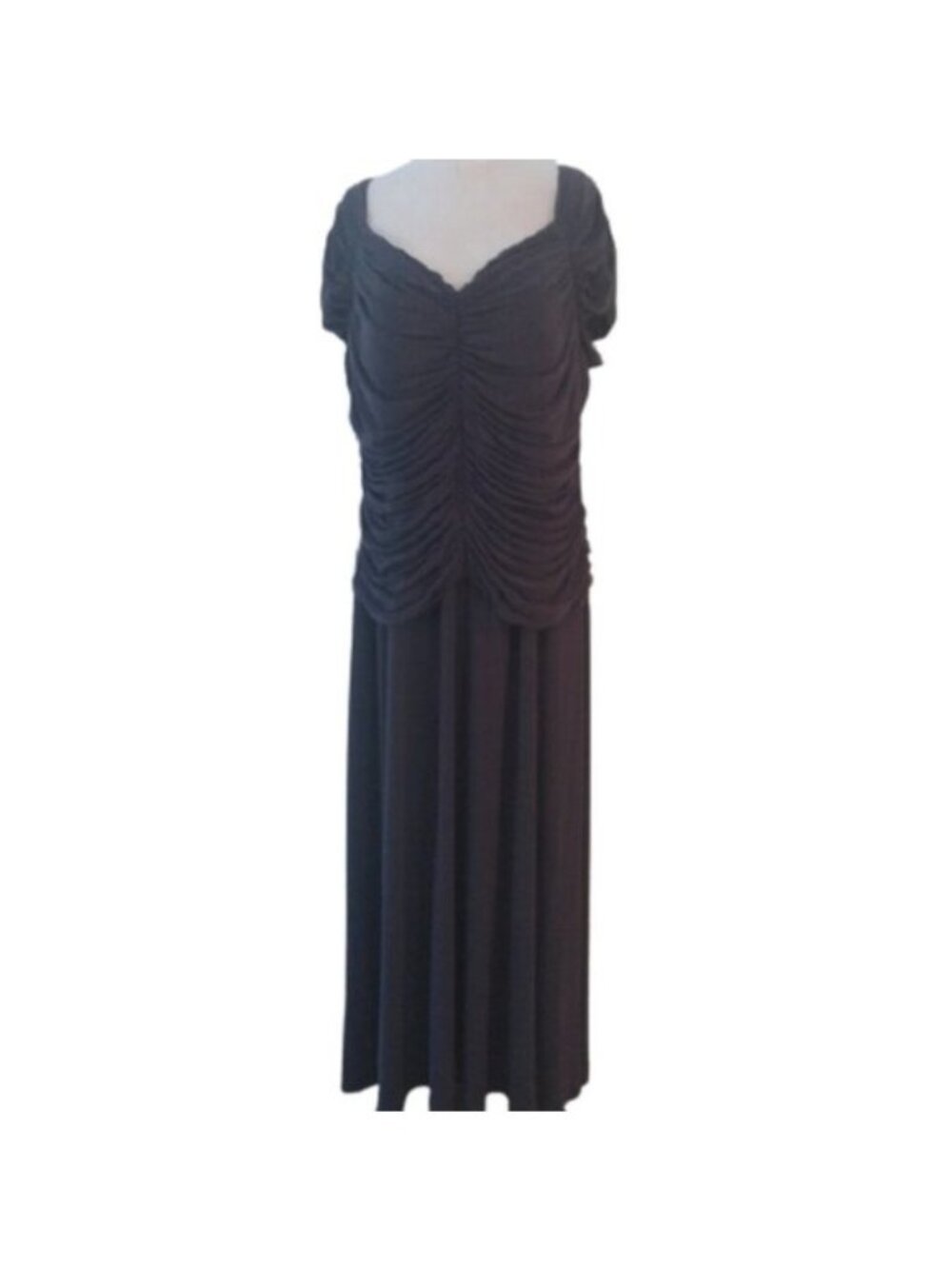 R & M Richards  Rusched Evening Gown Dress, Charcoal Grey, Size 22W